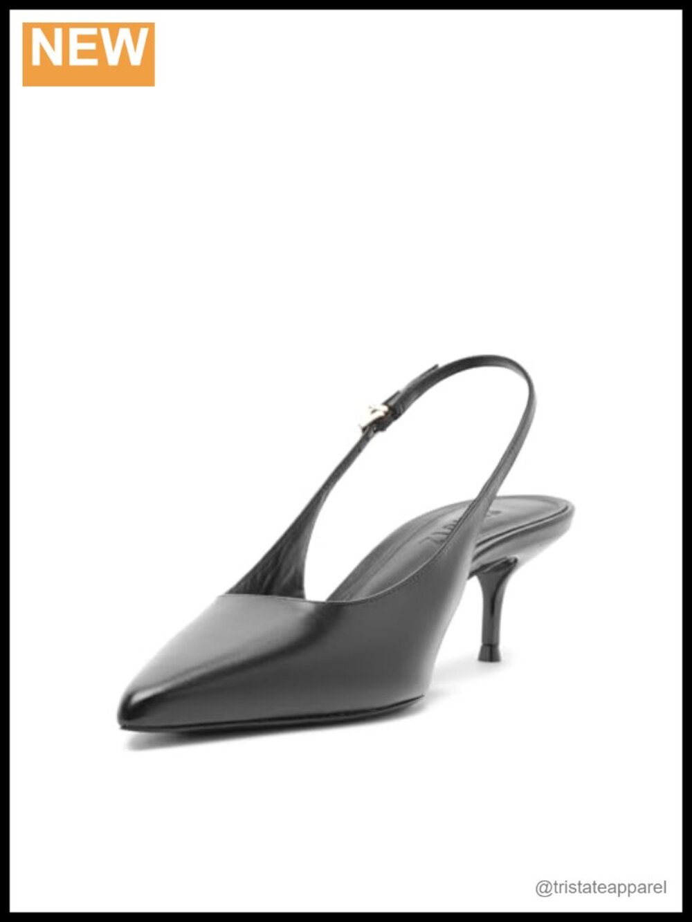 Genuine Leather Mid Heel Slingback Pump Pointed Toe Office Dress Shoe